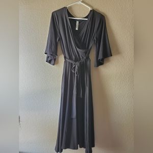 Wren & Ivory Faux Wrap Dress in Black